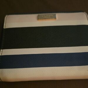 Kate Spade Stripe Wallet with Metal Logo Plate